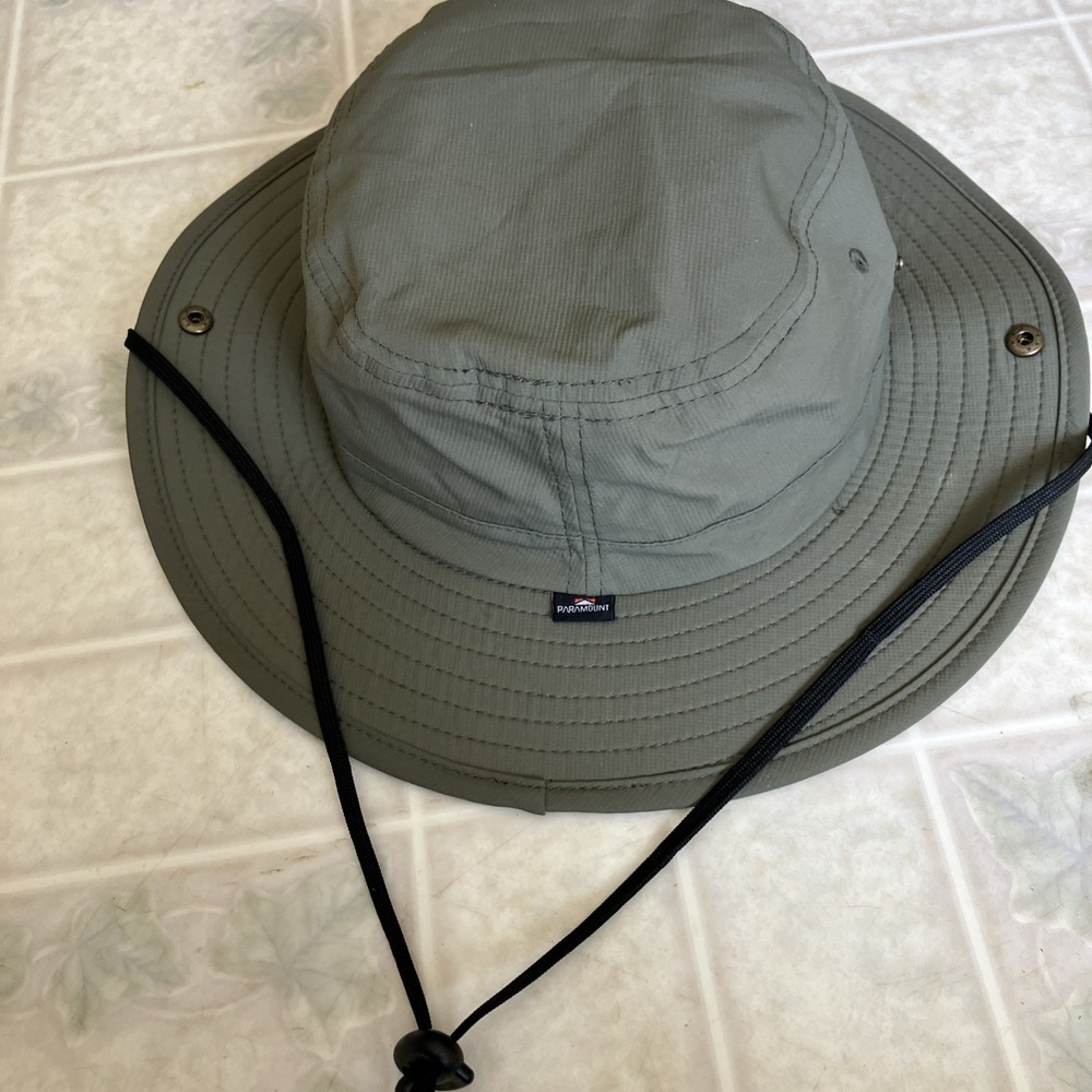 Vintage PARAMOUNT OUTDOORS 258 Green American Flag Boonie Hat One size String